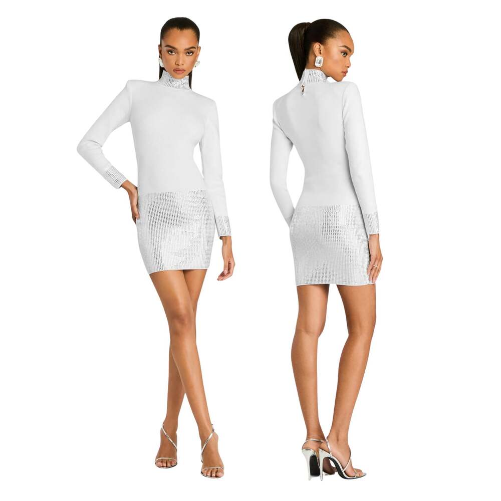 Retrofete Rue Mini Dress Embellished Turtleneck Party Cocktail Bridal NYE S